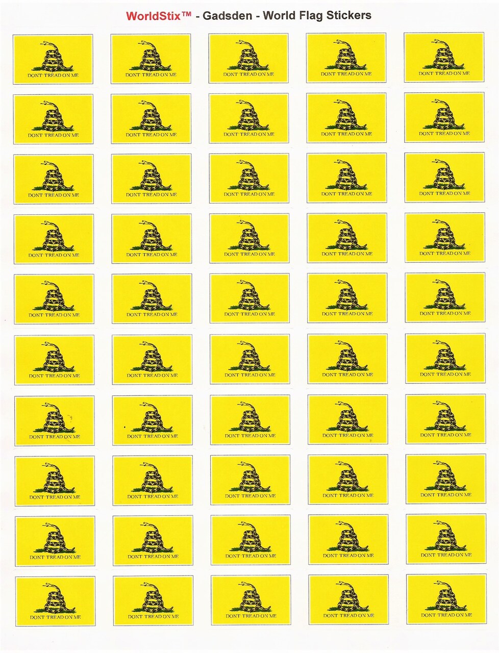 100 Gadsden Flag 1.5" x 1" Self Adhesive Flag Scrapbook Stickers, Two Sheets of 50, 100 Specialty Sticker Decal Flags